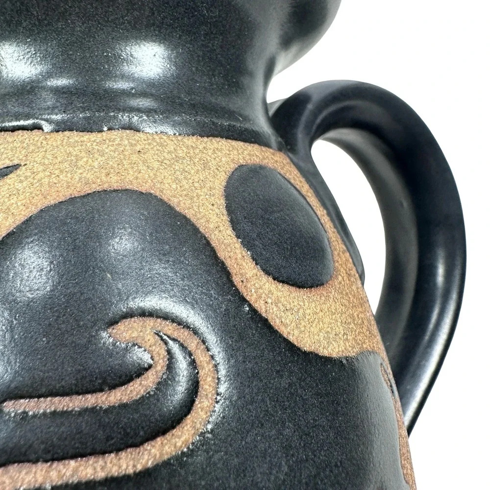 Miller Vrana EarthSea Pottery Buffalo Bison Pitcher Black Stoneware 2002 USA